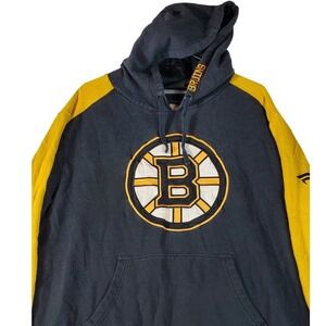 Boston Bruins Fanatics NHL Hockey Hoodie Sweatshirt Men's XL Navy Yellow‎